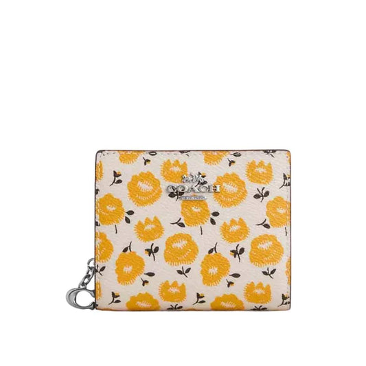 Cartera Snap con print floral amarillo