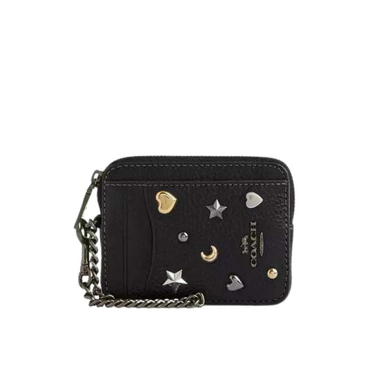 Zip card case con charms