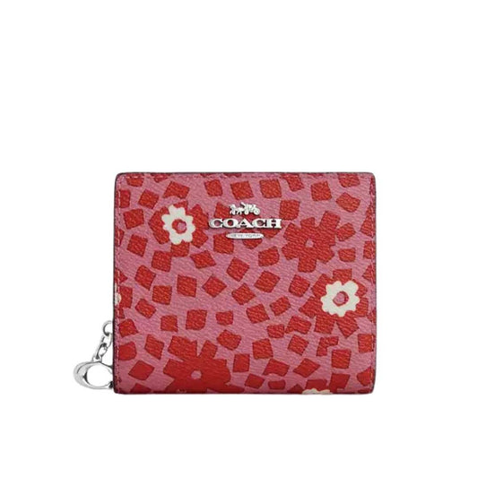 Cartera Snap con print floral rojo