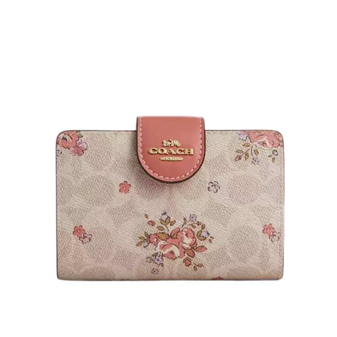 Cartera mediana broche Print Floral