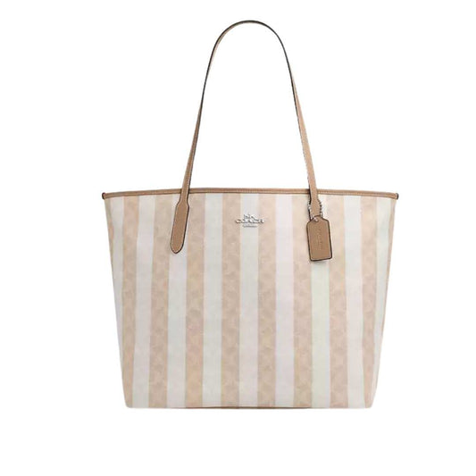 Tote city Large Rayas CREMA