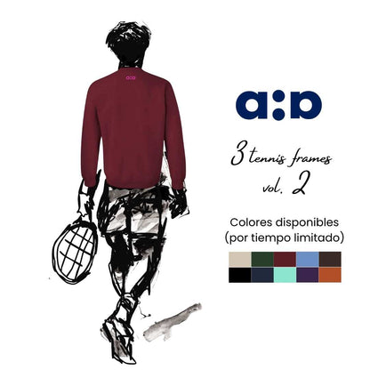 Sudadera cuello redondo mezcla pesada con Bordado "3 TENNIS FRAMES Vol II"