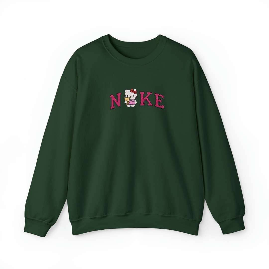 Bordado "Vintage NIKE KITTY" en sudadera cuello redondo.