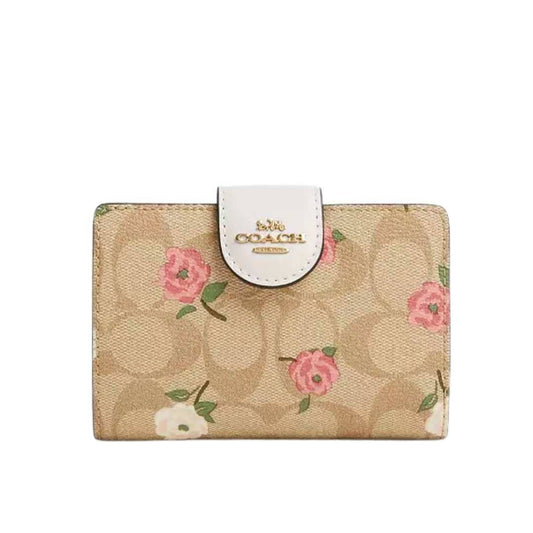 Cartera mediana broche Print Floral