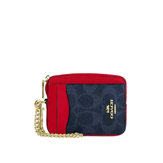 Zip card case monogram blue/red
