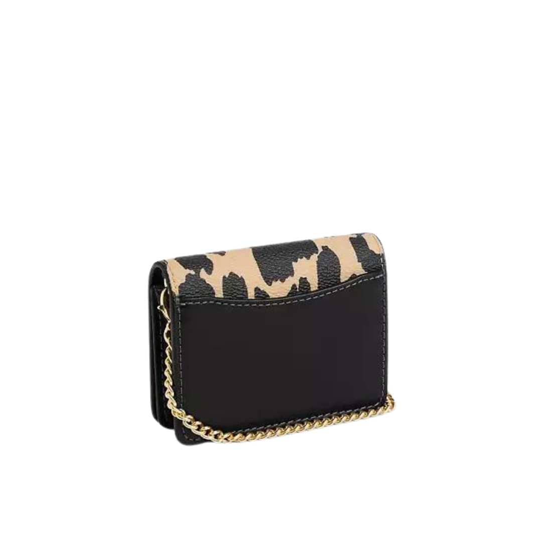 Mini wallet con cadena y print leopardo