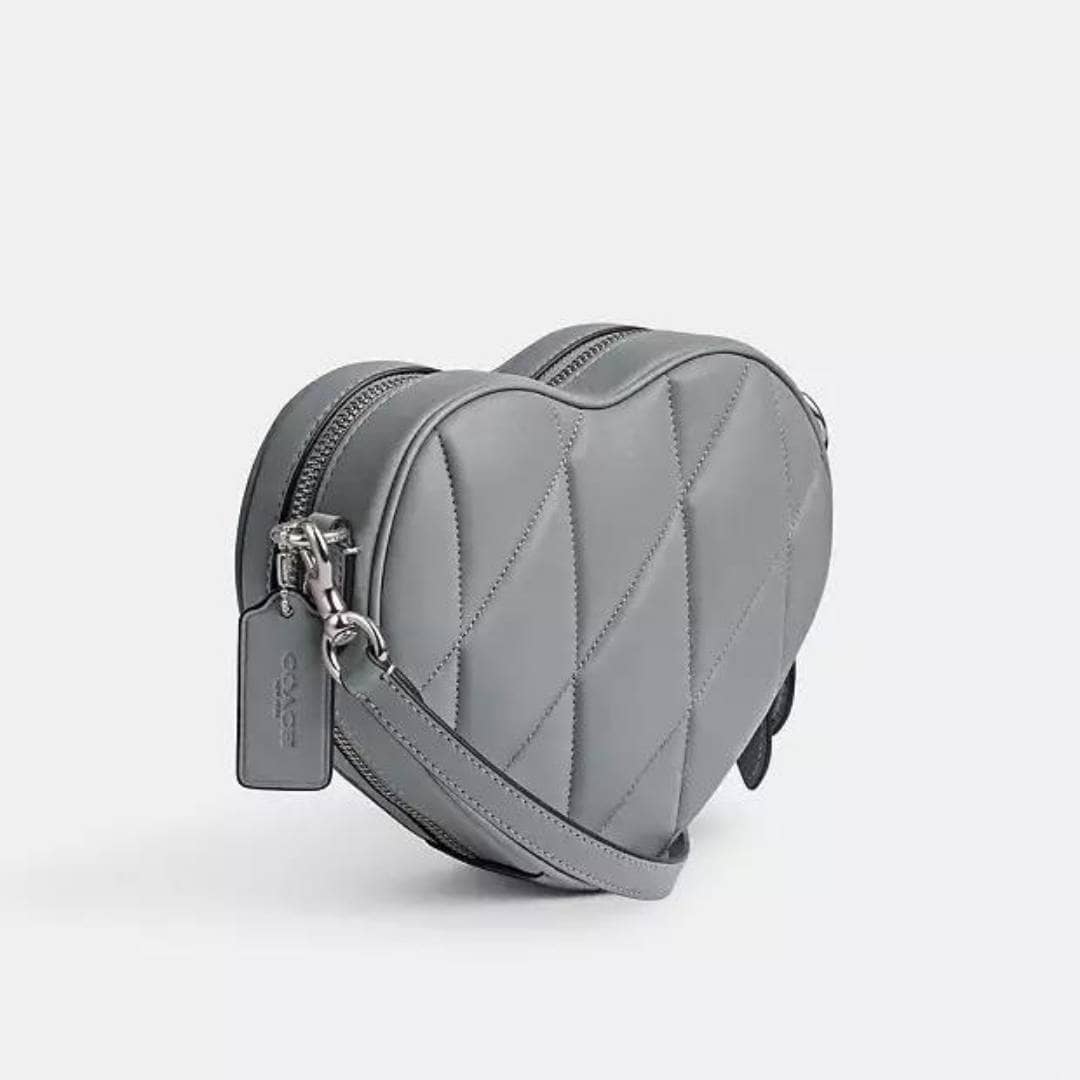 Crossbody corazón acolchada gris