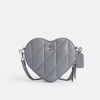 Crossbody corazón acolchada gris