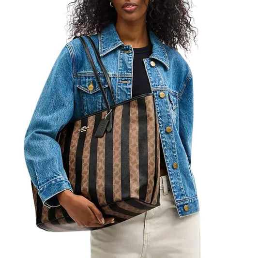 Tote city Large Rayas café