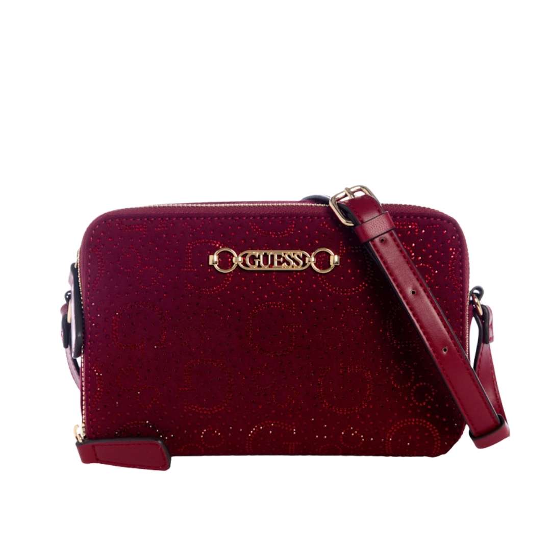 Crossbody con doble cremallera y logotipo de strass
