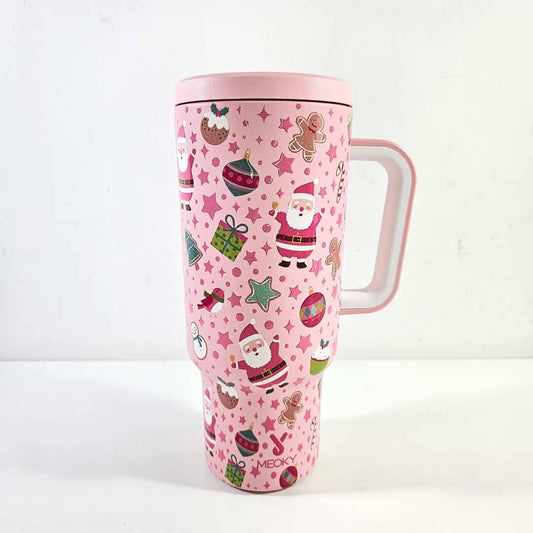 Taza de 40 oz con popote Edición Limitada de Navidad rosa