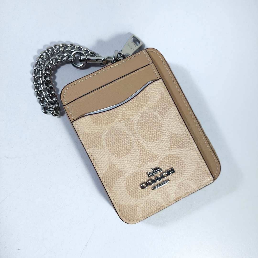 Zip card case monogram nude