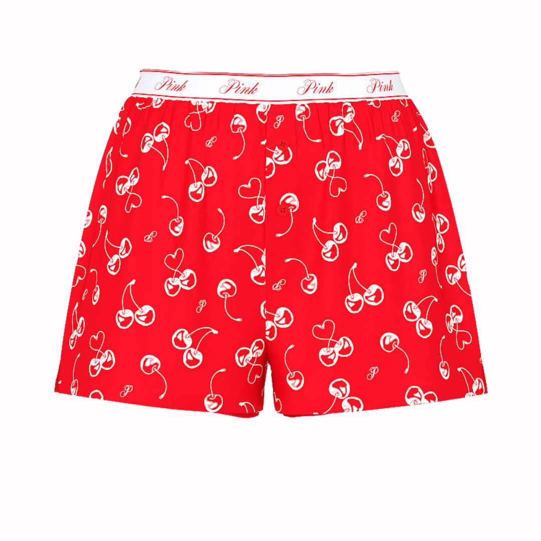 Silky Sleep Boxy Pajama Shorts - Cherry red