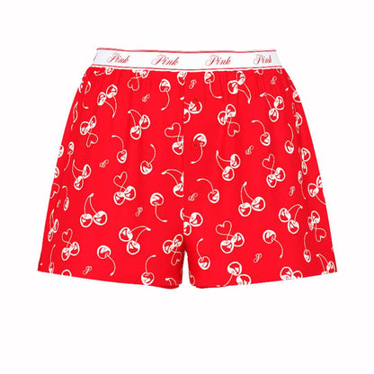 Silky Sleep Boxy Pajama Shorts - Cherry red