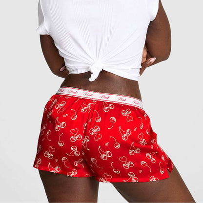 Silky Sleep Boxy Pajama Shorts - Cherry red
