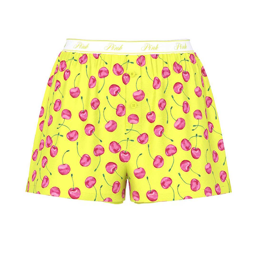 Silky Sleep Boxy Pajama Shorts -cherry  dama