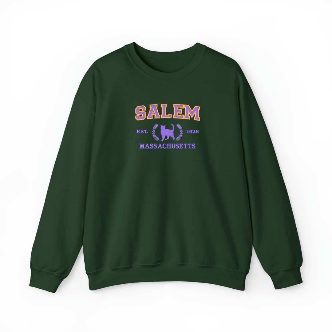 Bordado "SALEM MASSACHUSETTS" en sudadera cuello redondo. EDICIÓN ESPECIAL