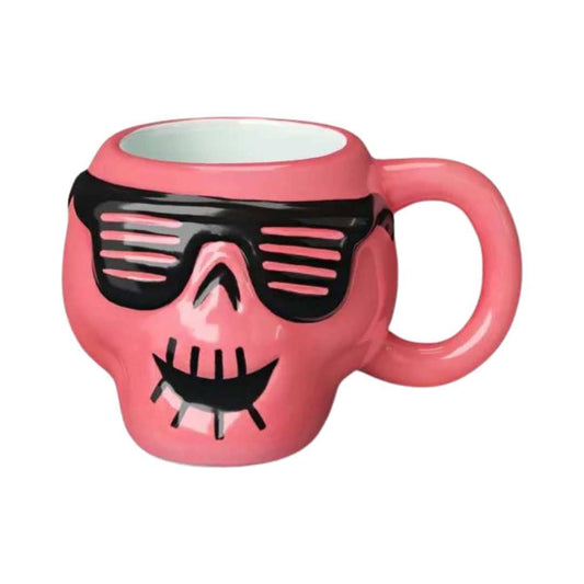 Halloween Taza de barro con forma de calavera rosa 440 ML