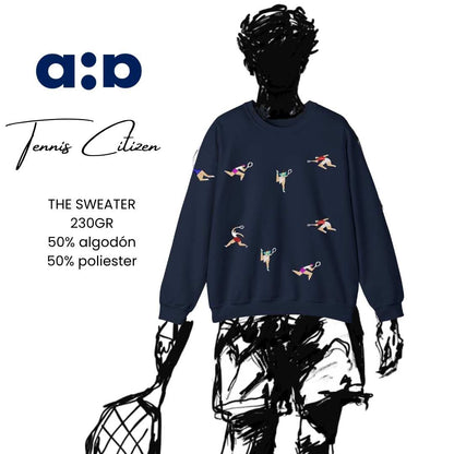 Sudadera cuello redondo mezcla pesada con Bordado "Tennis Citizen II"