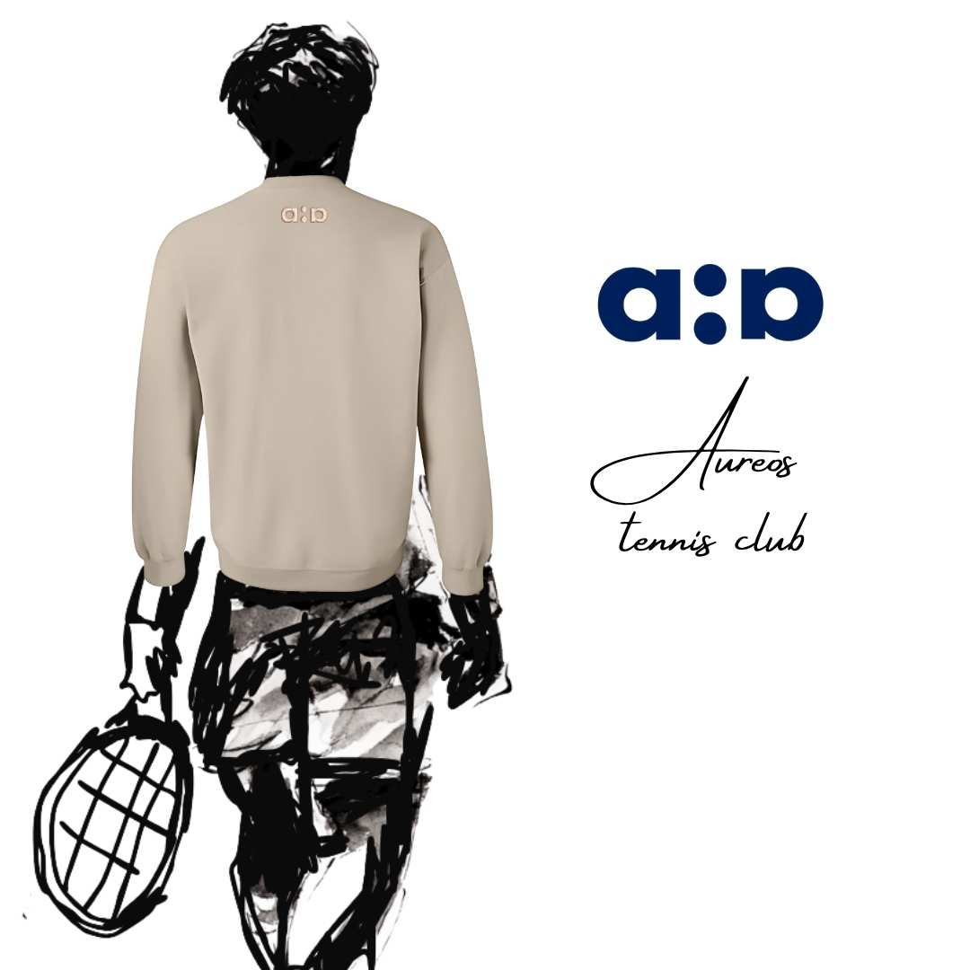 Sudadera cuello redondo mezcla pesada con Bordado "Aureos Tennis Club"
