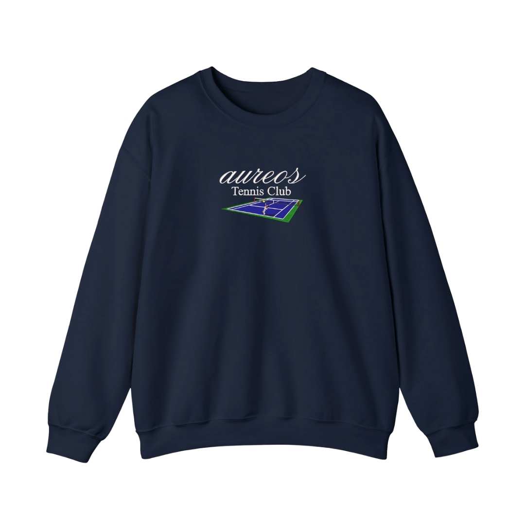 Sudadera cuello redondo mezcla pesada con Bordado "Aureos Tennis Club"