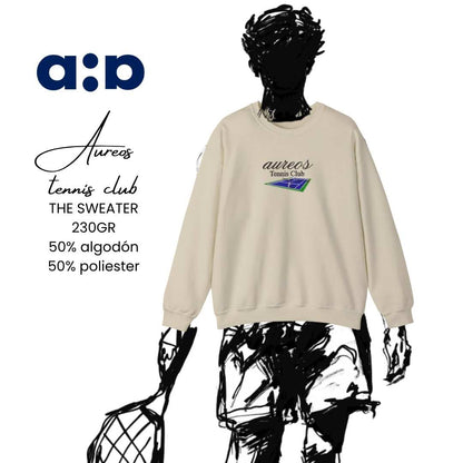 Sudadera cuello redondo mezcla pesada con Bordado "Aureos Tennis Club"