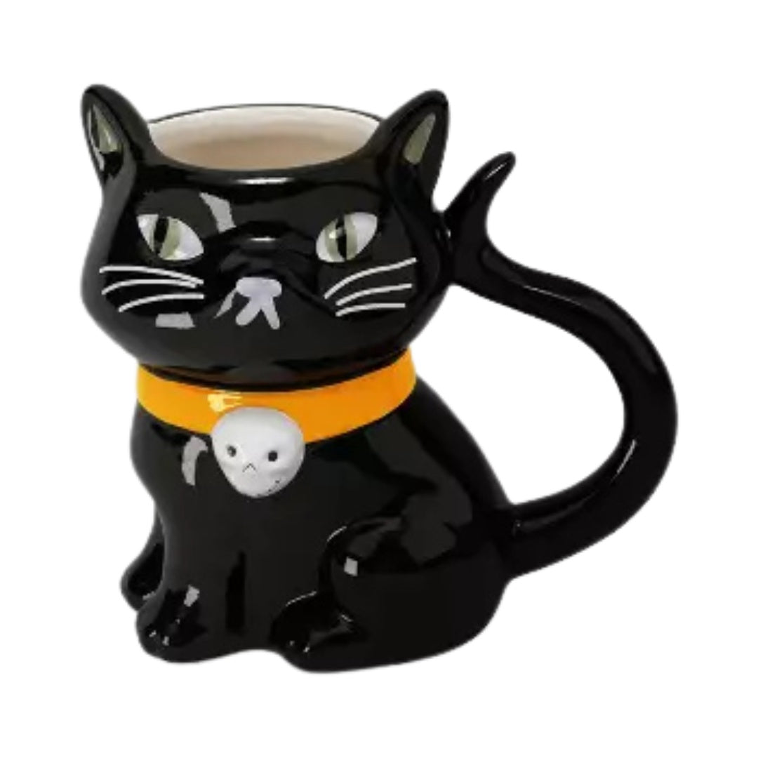 Taza de loza con gatito de Halloween