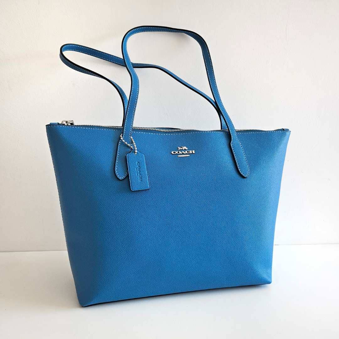 Tote zip top mediana azul eléctrico